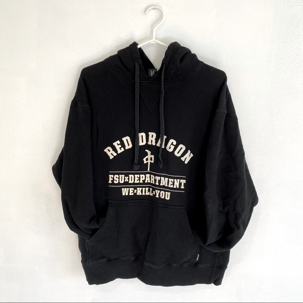 Red Dragon - Black Hoodie - Large/Oversized